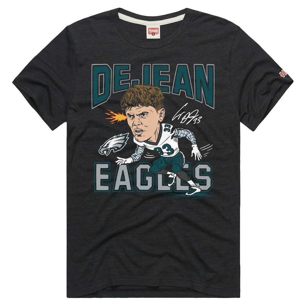 Cooper DeJean Philadelphia Eagles Homage Unisex Caricature Player Graphic Tri-Blend T-Shirt - Charcoal - NFL