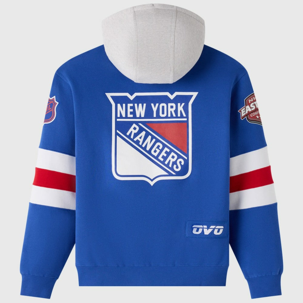 New York Rangers OVO x NHL Fleece Hoodie - Blue | NHL Clearance