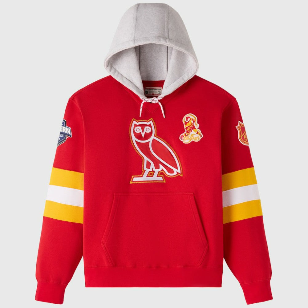 Calgary Flames OVO x NHL Fleece Hoodie - Red | NHL Lifestyle