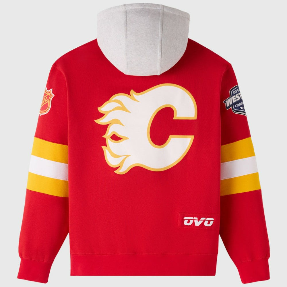 Calgary Flames OVO x NHL Fleece Hoodie - Red | NHL Lifestyle