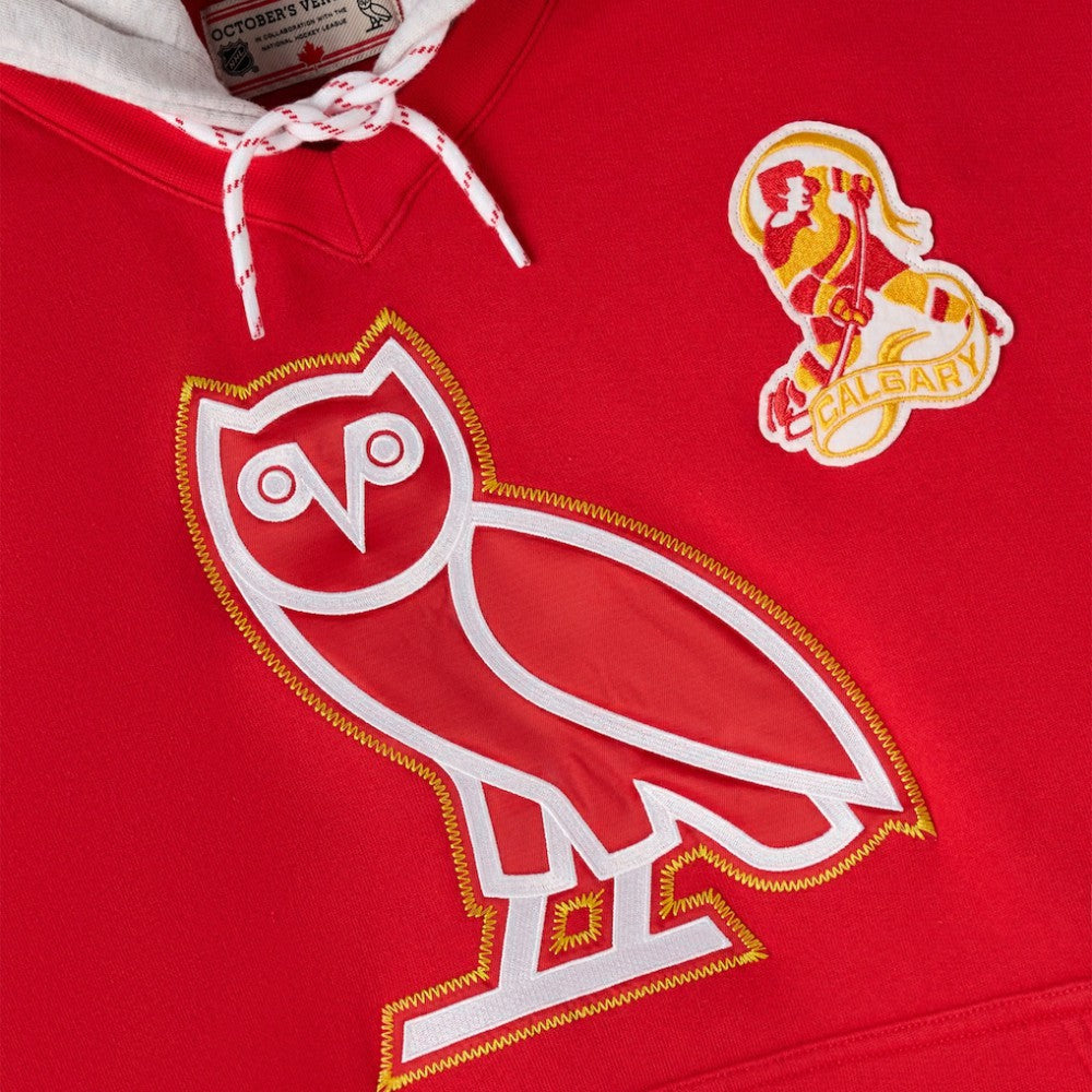 Calgary Flames OVO x NHL Fleece Hoodie - Red | NHL Lifestyle