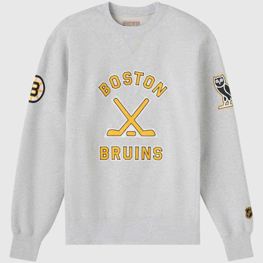 Boston Bruins OVO x NHL Fleece Sweatshirt - Heather Gray | NHL Clearance