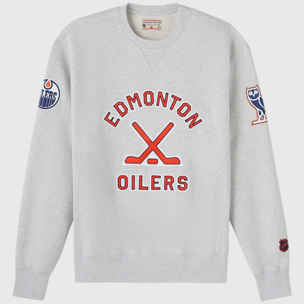Edmonton Oilers OVO x NHL Fleece Sweatshirt - Heather Gray | NHL on sale