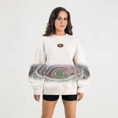 San Francisco 49ers Gameday Couture Women's Power Move Stadium Premium Drop Shoulder Sweatshirt - Natural - NFL