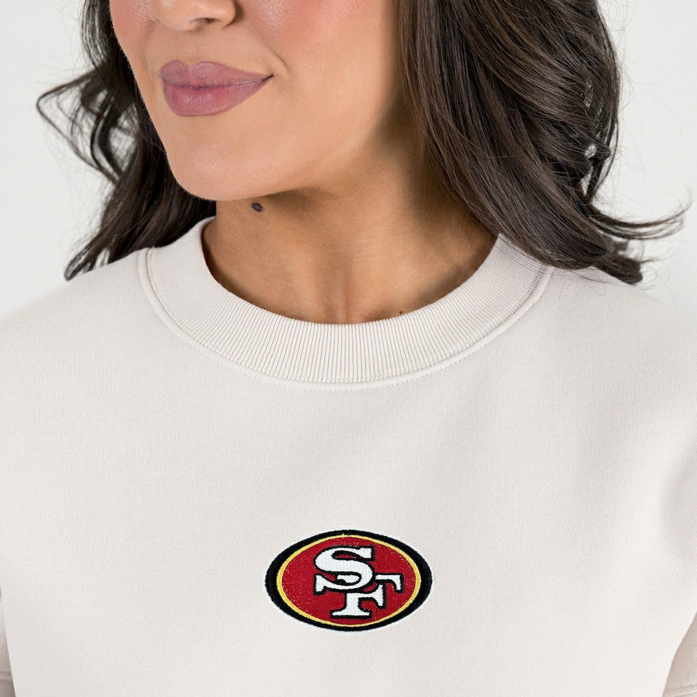 San Francisco 49ers Gameday Couture Women's Power Move Stadium Premium Drop Shoulder Sweatshirt - Natural - NFL