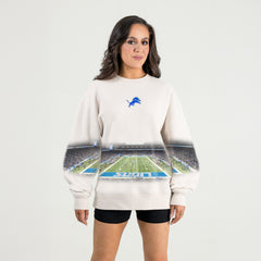 Detroit Lions Gameday Couture Women's Power Move Stadium Premium Drop Shoulder Sweatshirt - Natural - NFL