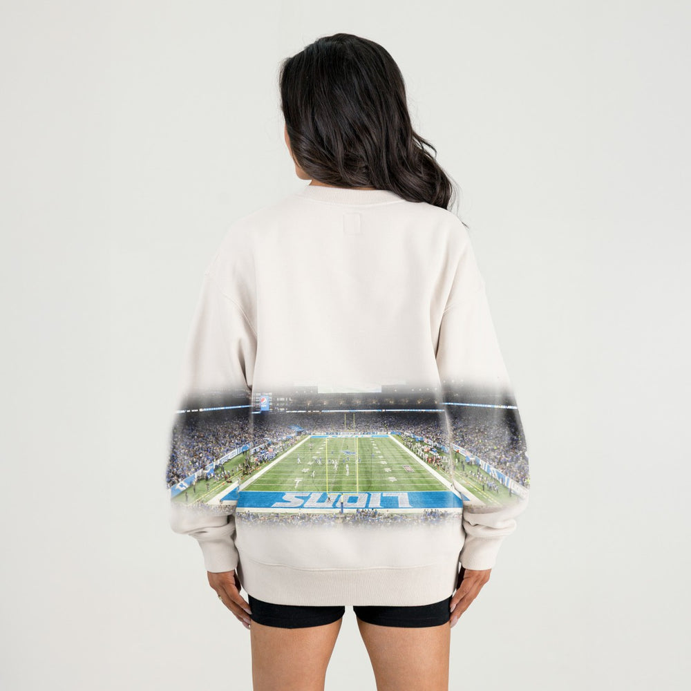 Detroit Lions Gameday Couture Women's Power Move Stadium Premium Drop Shoulder Sweatshirt - Natural - NFL