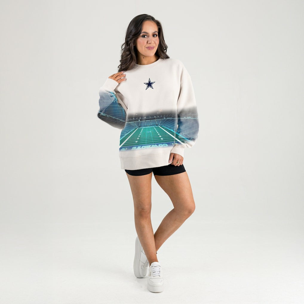 Dallas Cowboys Gameday Couture Women's Power Move Stadium Premium Drop Shoulder Sweatshirt - Natural - NFL