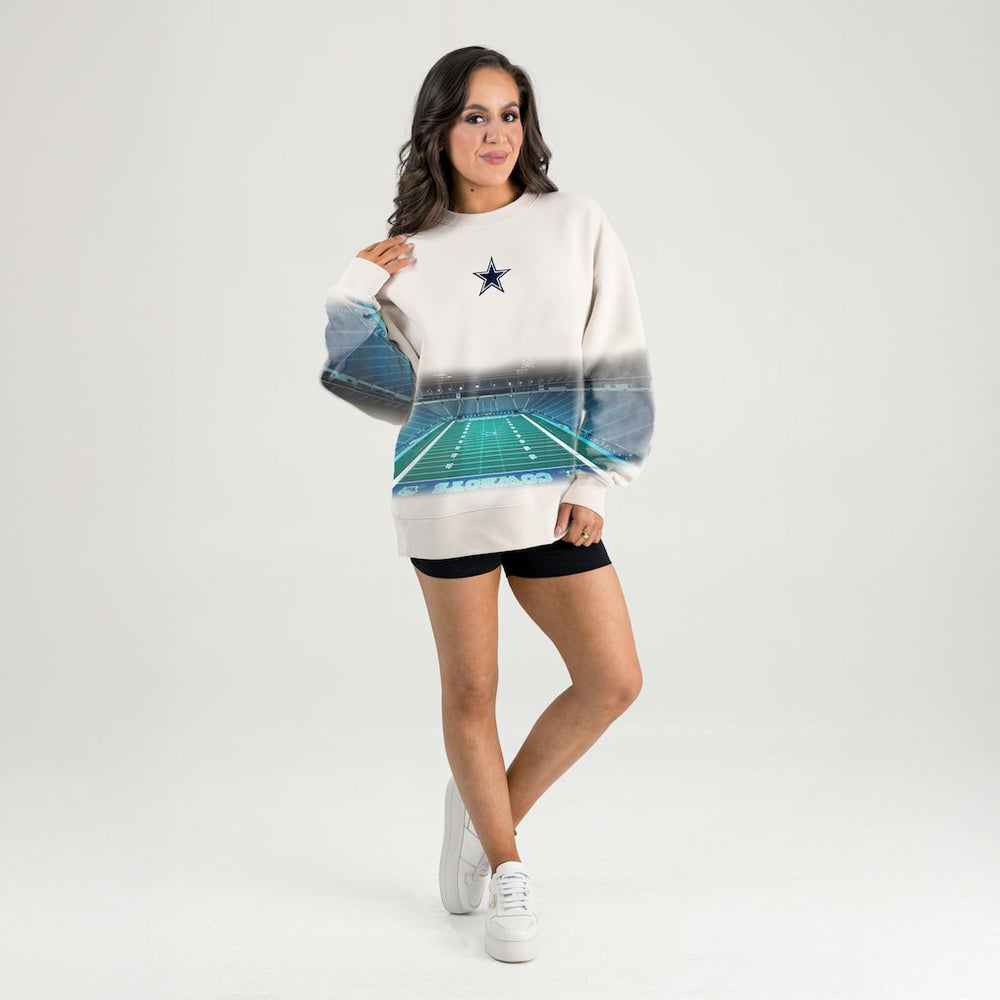 Dallas Cowboys Gameday Couture Women's Power Move Stadium Premium Drop Shoulder Sweatshirt - Natural - NFL