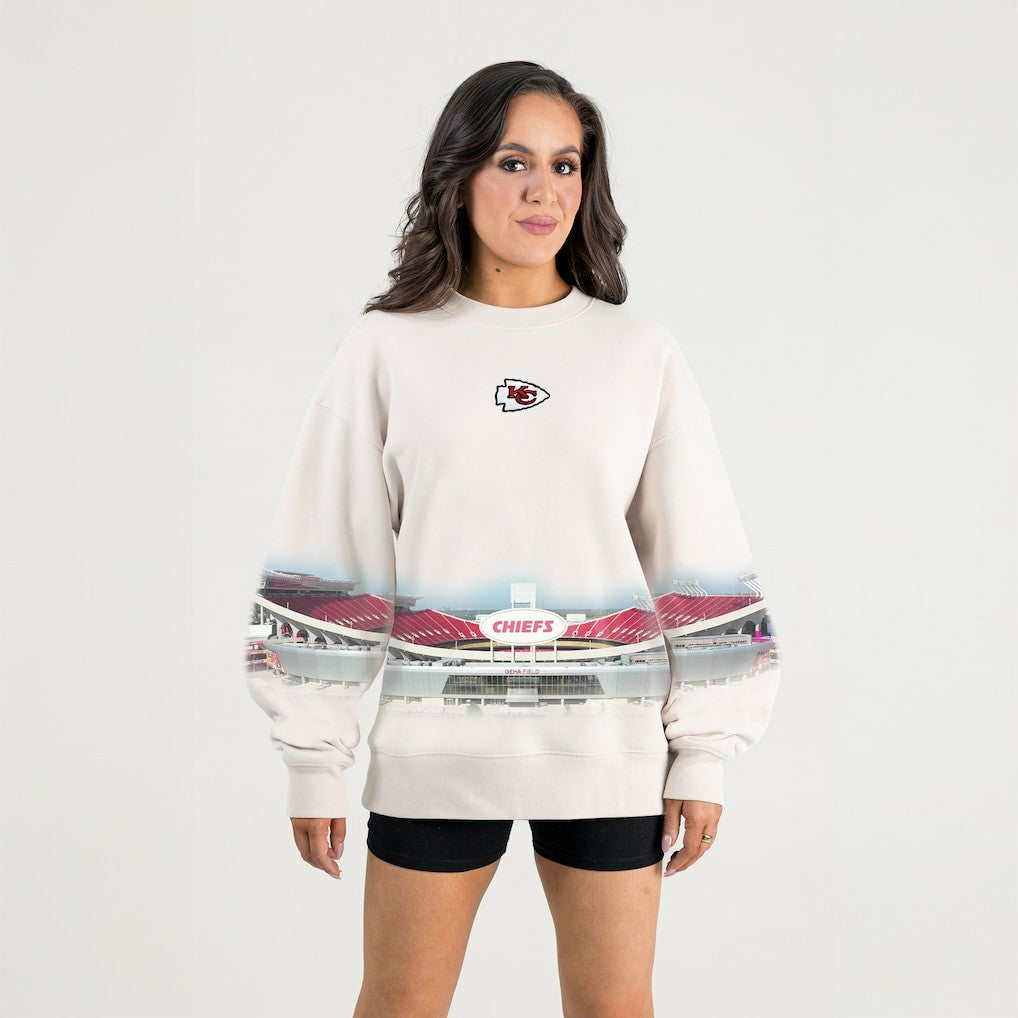 Kansas City Chiefs Gameday Couture Women's Power Move Stadium Premium Drop Shoulder Sweatshirt - Natural - NFL