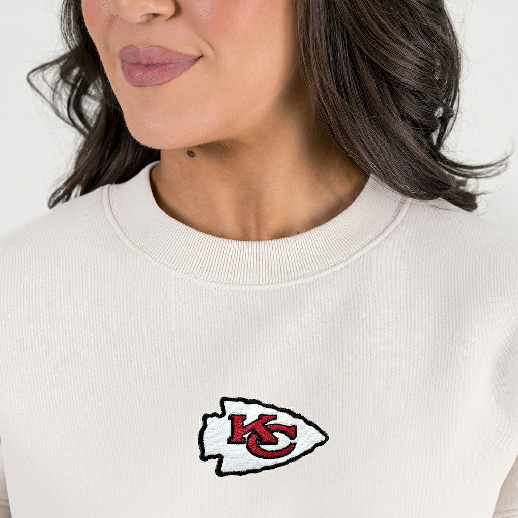 Kansas City Chiefs Gameday Couture Women's Power Move Stadium Premium Drop Shoulder Sweatshirt - Natural - NFL