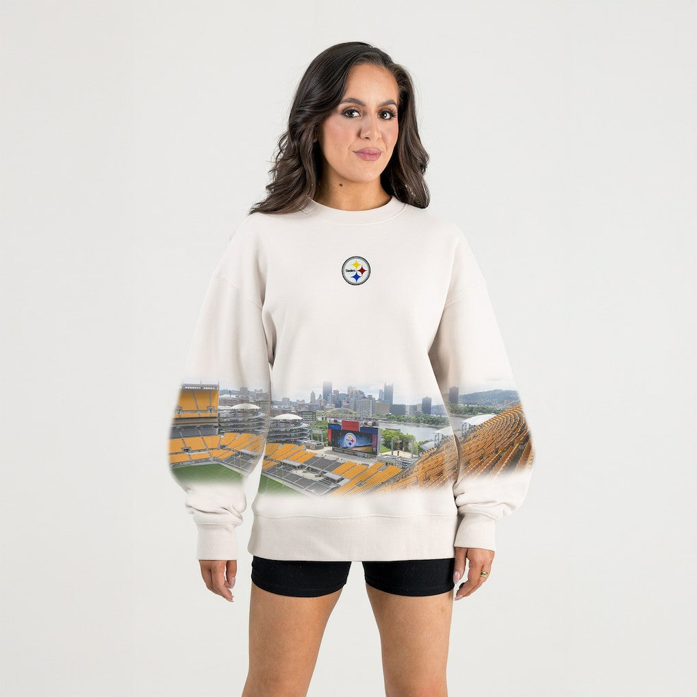 Pittsburgh Steelers Gameday Couture Women's Power Move Stadium Premium Drop Shoulder Sweatshirt - Natural - NFL
