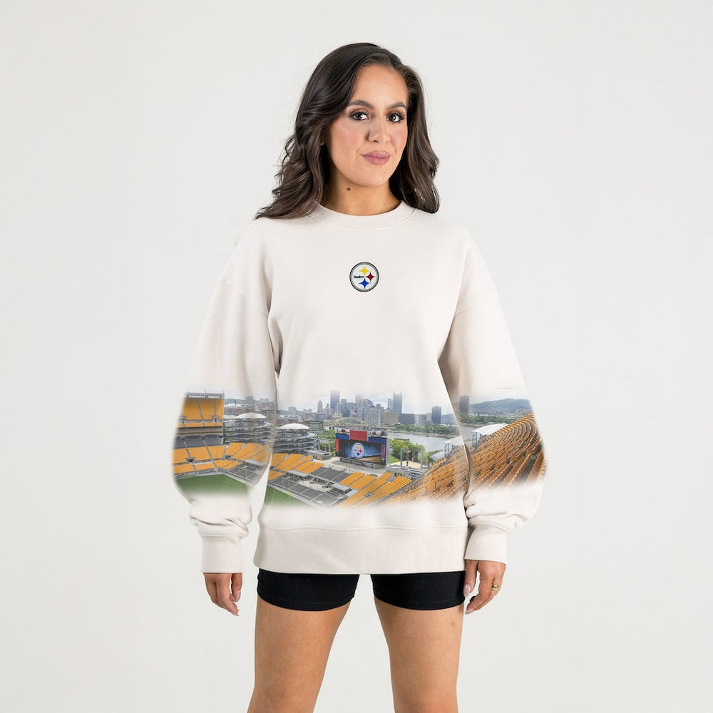 Pittsburgh Steelers Gameday Couture Women's Power Move Stadium Premium Drop Shoulder Sweatshirt - Natural - NFL