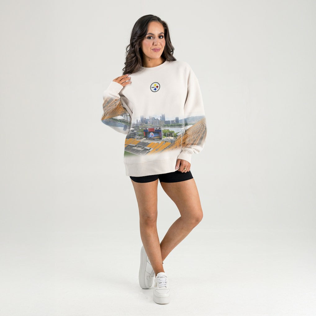 Pittsburgh Steelers Gameday Couture Women's Power Move Stadium Premium Drop Shoulder Sweatshirt - Natural - NFL