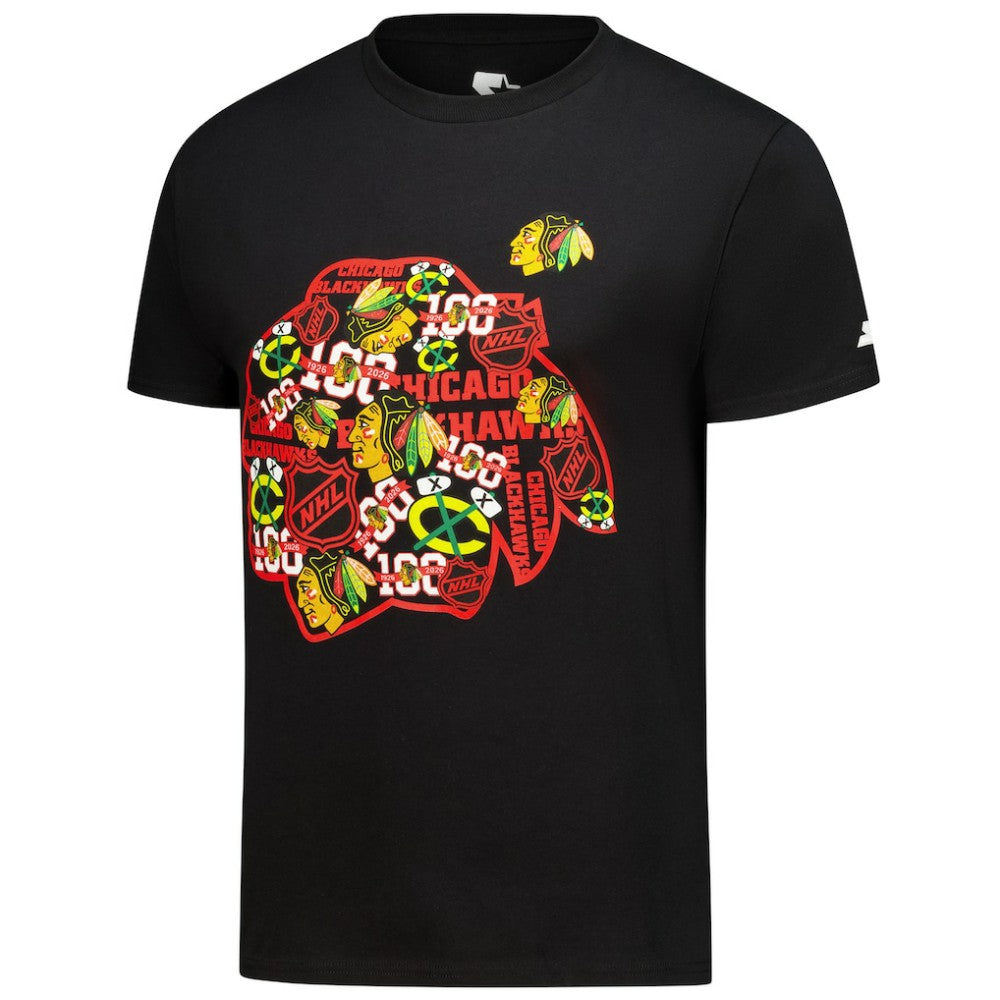 Chicago Blackhawks Starter Logo Collage T-Shirt - Black | NHL Lifestyle