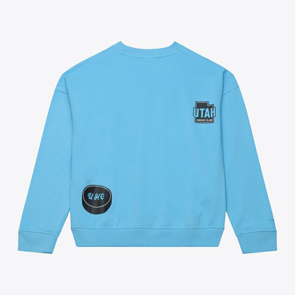 Utah Mammoth Mitchell & Ness Women's Crewneck Sweatshirt - Blue | NHL Lifestyle