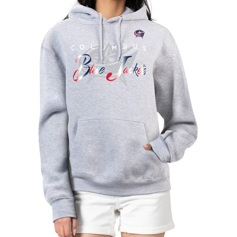 Columbus Blue Jackets G-III 4Her by Carl Banks Women's Shadow Logo Fleece Hoodie - Gray | NHL Clearance