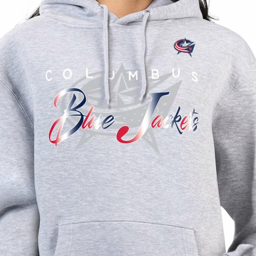 Columbus Blue Jackets G-III 4Her by Carl Banks Women's Shadow Logo Fleece Hoodie - Gray | NHL Clearance