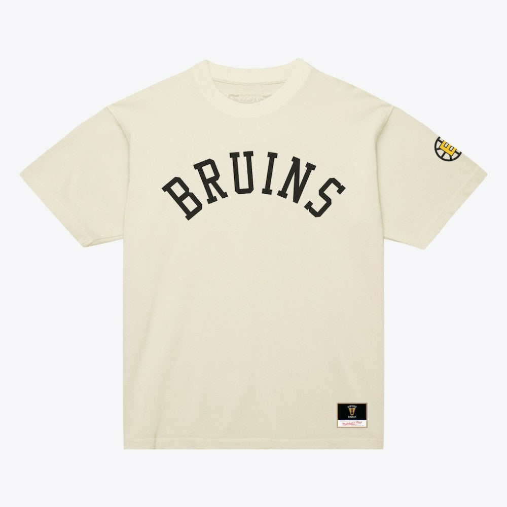Boston Bruins Mitchell & Ness Unisex Arched Team T-Shirt - Cream | NHL Clearance