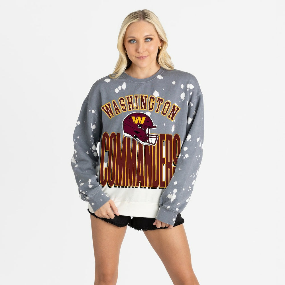 Washington Commanders Gameday Couture Women's Arch Rivals Faded Wash Sweatshirt - Gray - NFL