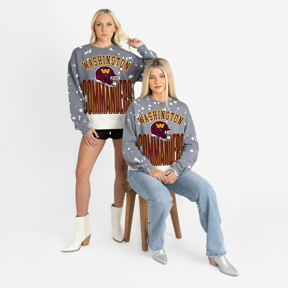 Washington Commanders Gameday Couture Women's Arch Rivals Faded Wash Sweatshirt - Gray - NFL