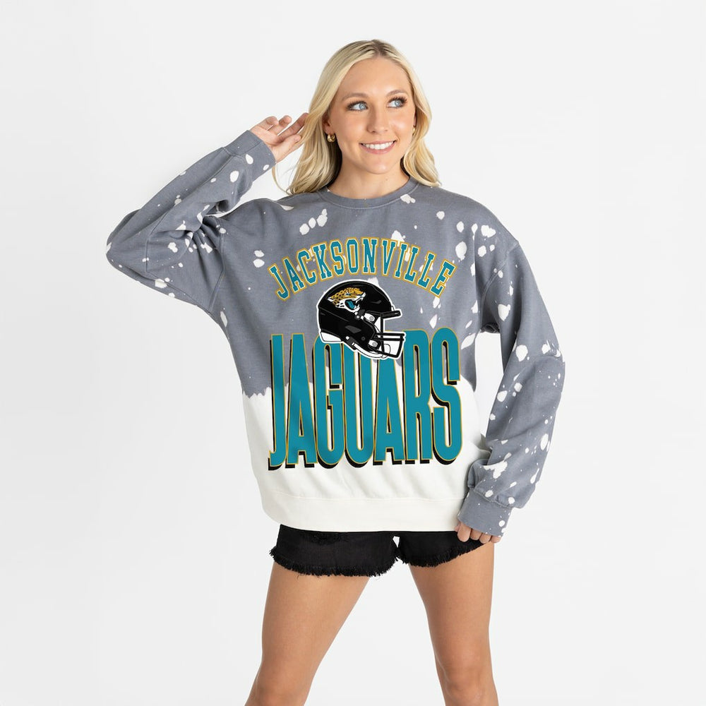Jacksonville Jaguars Gameday Couture Women's Arch Rivals Faded Wash Sweatshirt - Gray - NFL