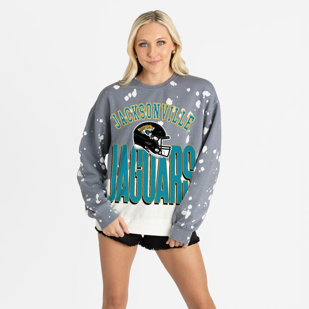 Jacksonville Jaguars Gameday Couture Women's Arch Rivals Faded Wash Sweatshirt - Gray - NFL