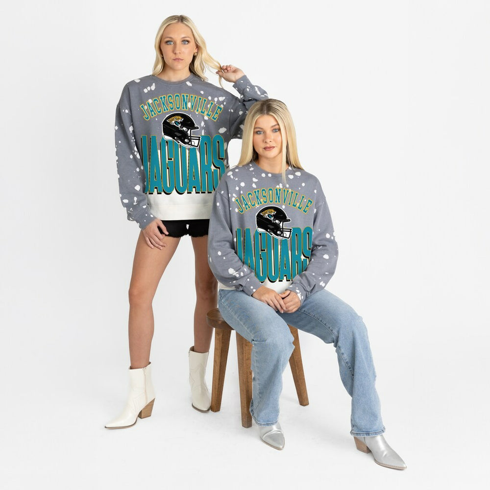Jacksonville Jaguars Gameday Couture Women's Arch Rivals Faded Wash Sweatshirt - Gray - NFL