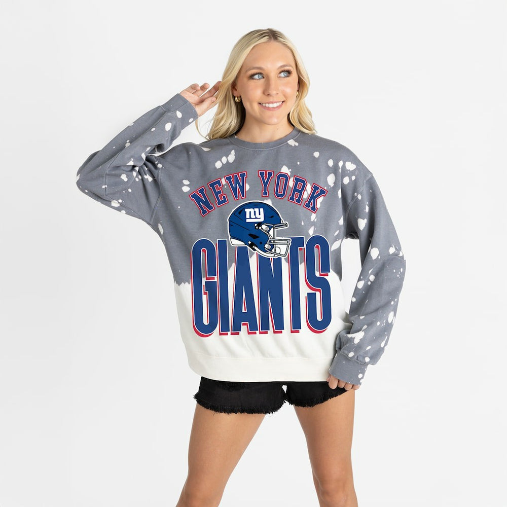 New York Giants Gameday Couture Women's Arch Rivals Faded Wash Sweatshirt - Gray - NFL