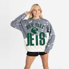 New York Jets Gameday Couture Women's Arch Rivals Faded Wash Sweatshirt - Gray - NFL