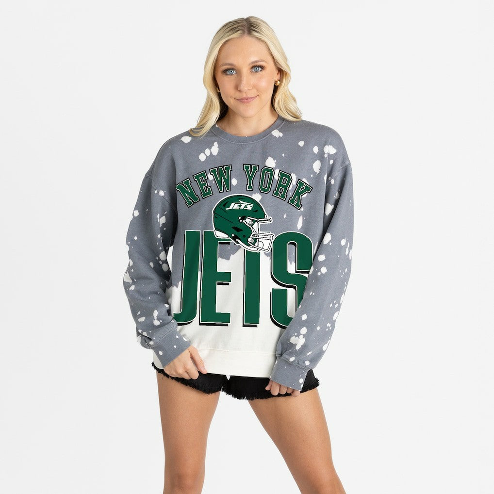 New York Jets Gameday Couture Women's Arch Rivals Faded Wash Sweatshirt - Gray - NFL