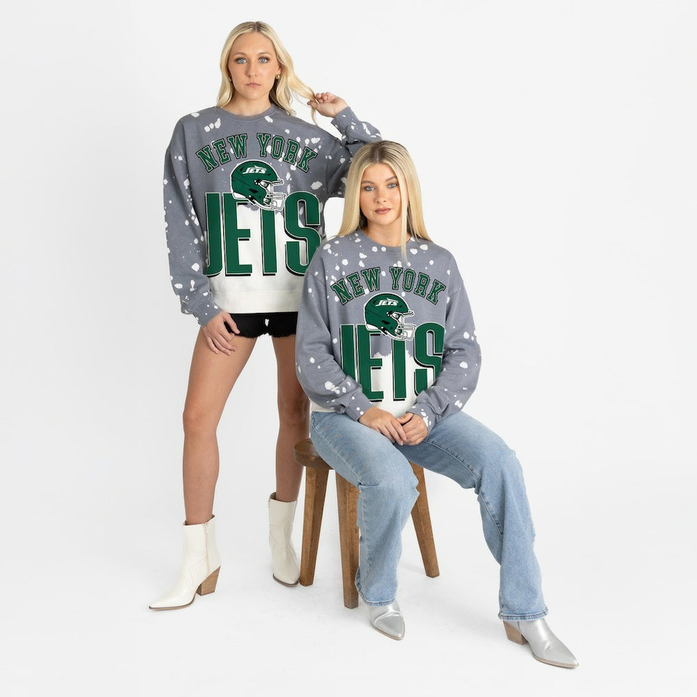 New York Jets Gameday Couture Women's Arch Rivals Faded Wash Sweatshirt - Gray - NFL