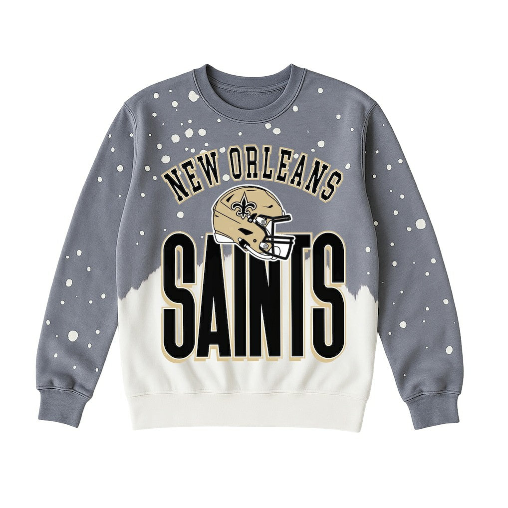 New Orleans Saints Gameday Couture Women's Arch Rivals Faded Wash Sweatshirt - Gray - NFL