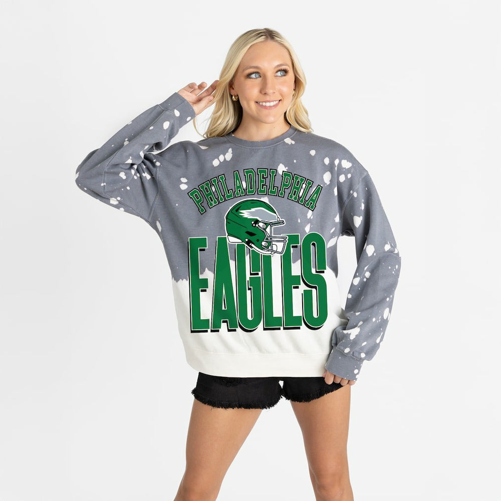 Philadelphia Eagles Gameday Couture Women's Arch Rivals Faded Wash Sweatshirt - Gray - NFL