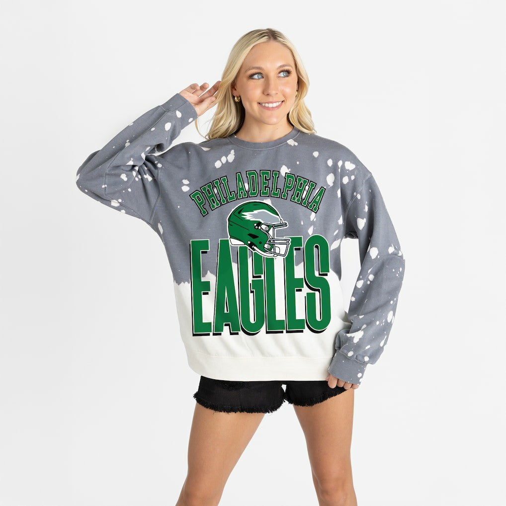 Philadelphia Eagles Gameday Couture Women's Arch Rivals Faded Wash Sweatshirt - Gray - NFL