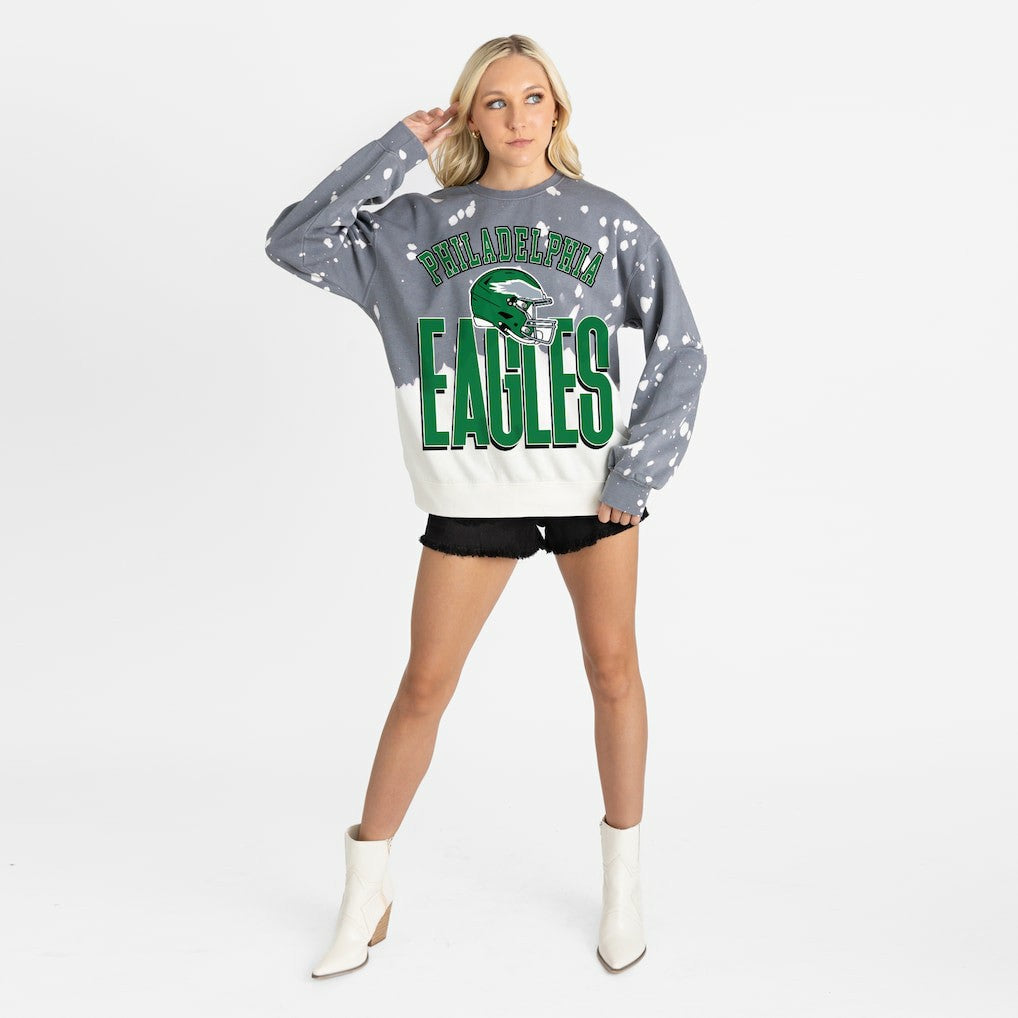 Philadelphia Eagles Gameday Couture Women's Arch Rivals Faded Wash Sweatshirt - Gray - NFL