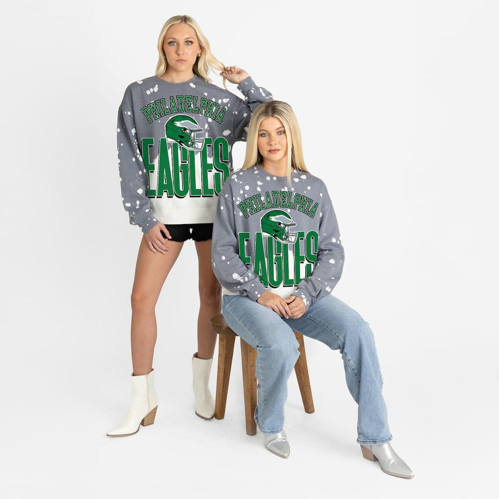 Philadelphia Eagles Gameday Couture Women's Arch Rivals Faded Wash Sweatshirt - Gray - NFL
