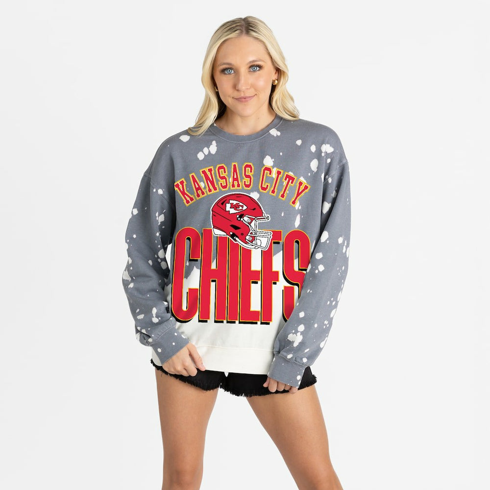 Kansas City Chiefs Gameday Couture Women's Arch Rivals Faded Wash Sweatshirt - Gray - NFL