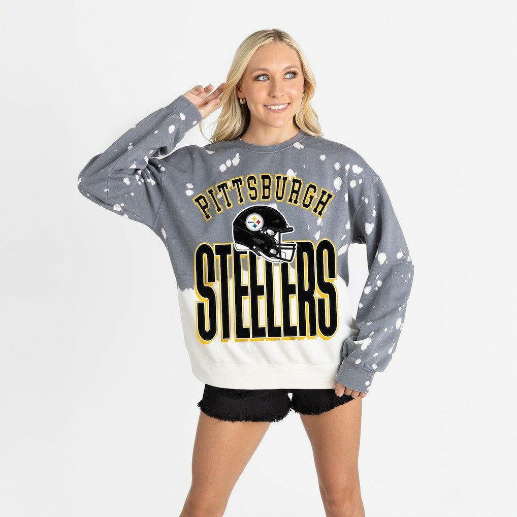 Pittsburgh Steelers Gameday Couture Women's Arch Rivals Faded Wash Sweatshirt - Gray - NFL