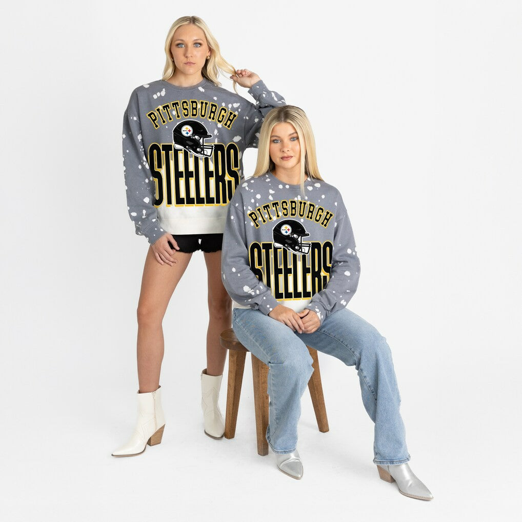 Pittsburgh Steelers Gameday Couture Women's Arch Rivals Faded Wash Sweatshirt - Gray - NFL