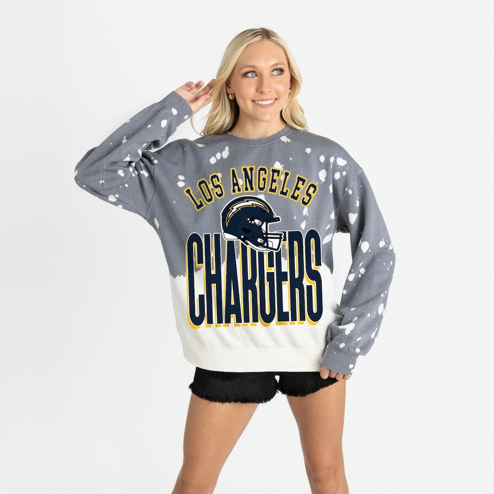 Los Angeles Chargers Gameday Couture Women's Arch Rivals Faded Wash Sweatshirt - Gray - NFL