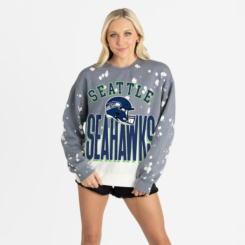 Seattle Seahawks Gameday Couture Women's Arch Rivals Faded Wash Sweatshirt - Gray - NFL