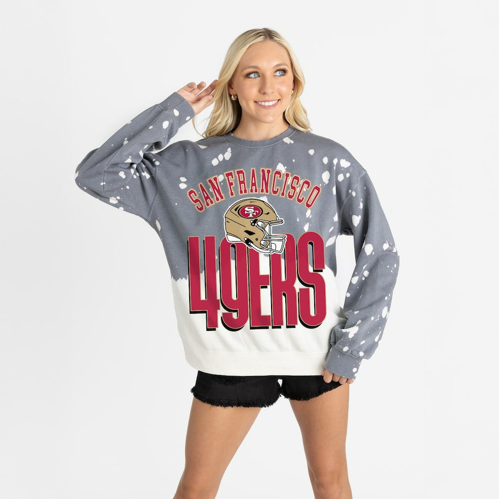 San Francisco 49ers Gameday Couture Women's Arch Rivals Faded Wash Sweatshirt - Gray - NFL