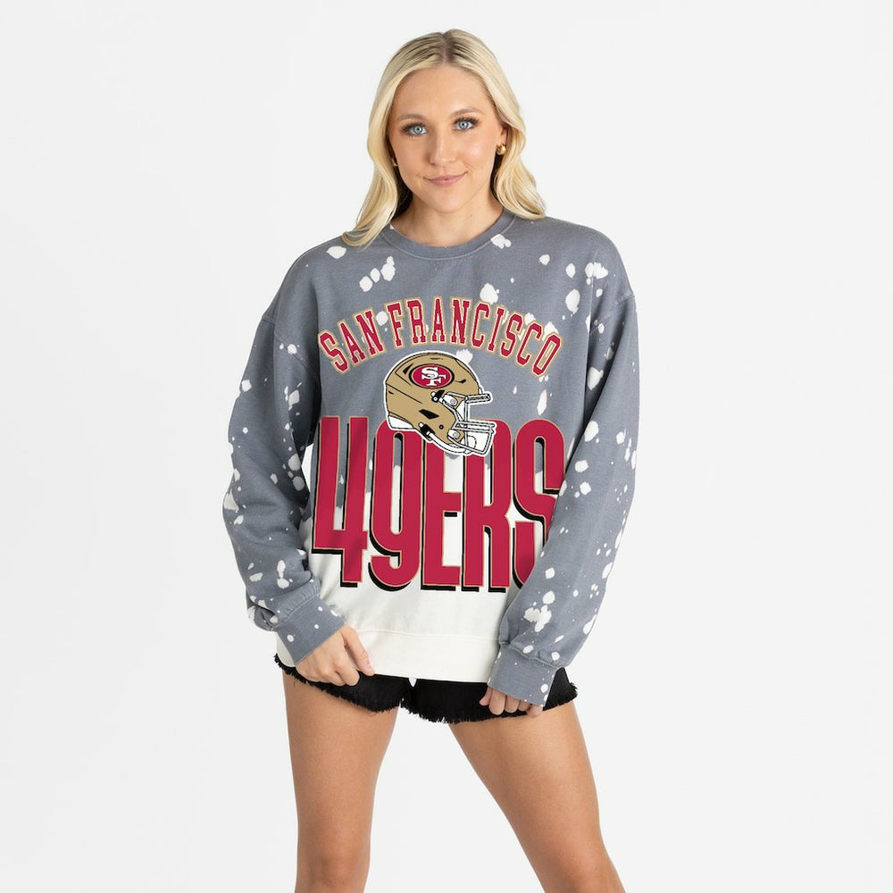 San Francisco 49ers Gameday Couture Women's Arch Rivals Faded Wash Sweatshirt - Gray - NFL