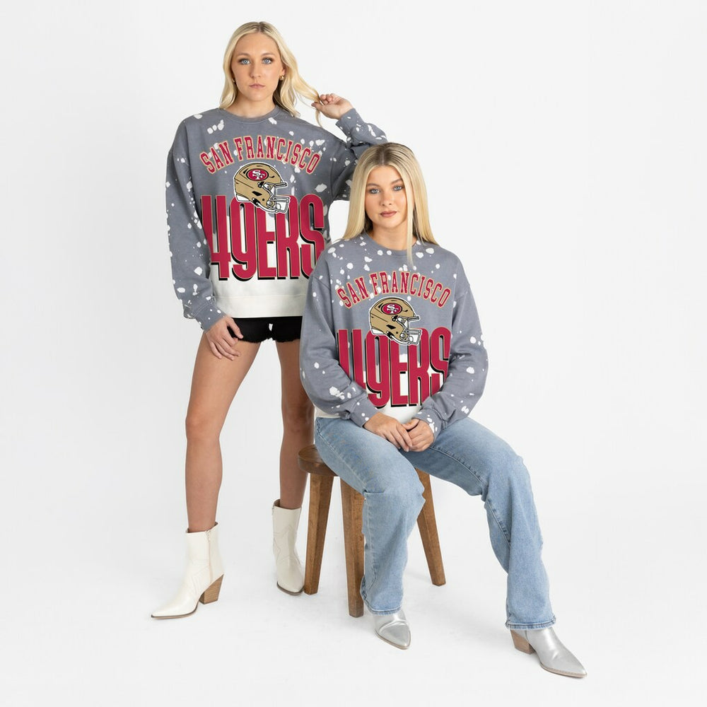 San Francisco 49ers Gameday Couture Women's Arch Rivals Faded Wash Sweatshirt - Gray - NFL