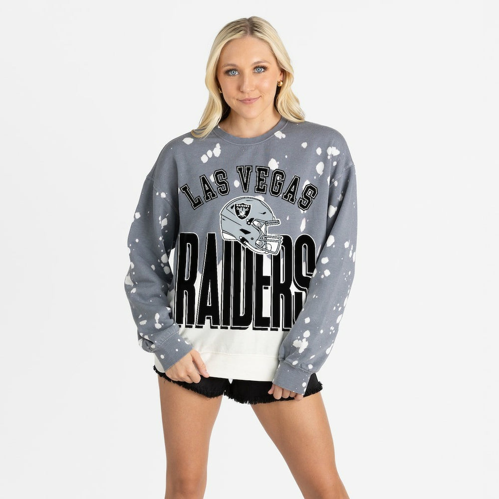 Las Vegas Raiders Gameday Couture Women's Arch Rivals Faded Wash Sweatshirt - Gray - NFL