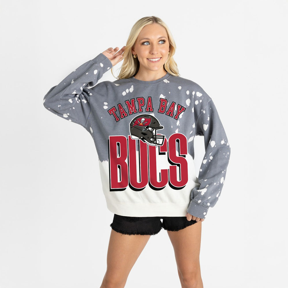 Tampa Bay Buccaneers Gameday Couture Women's Arch Rivals Faded Wash Sweatshirt - Gray - NFL