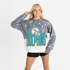 Miami Dolphins Gameday Couture Women's Arch Rivals Faded Wash Sweatshirt - Gray - NFL