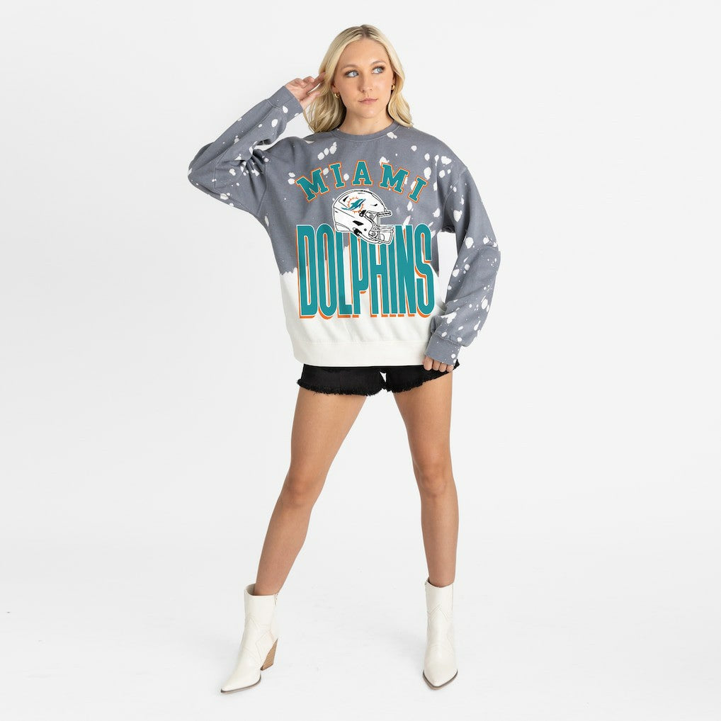 Miami Dolphins Gameday Couture Women's Arch Rivals Faded Wash Sweatshirt - Gray - NFL