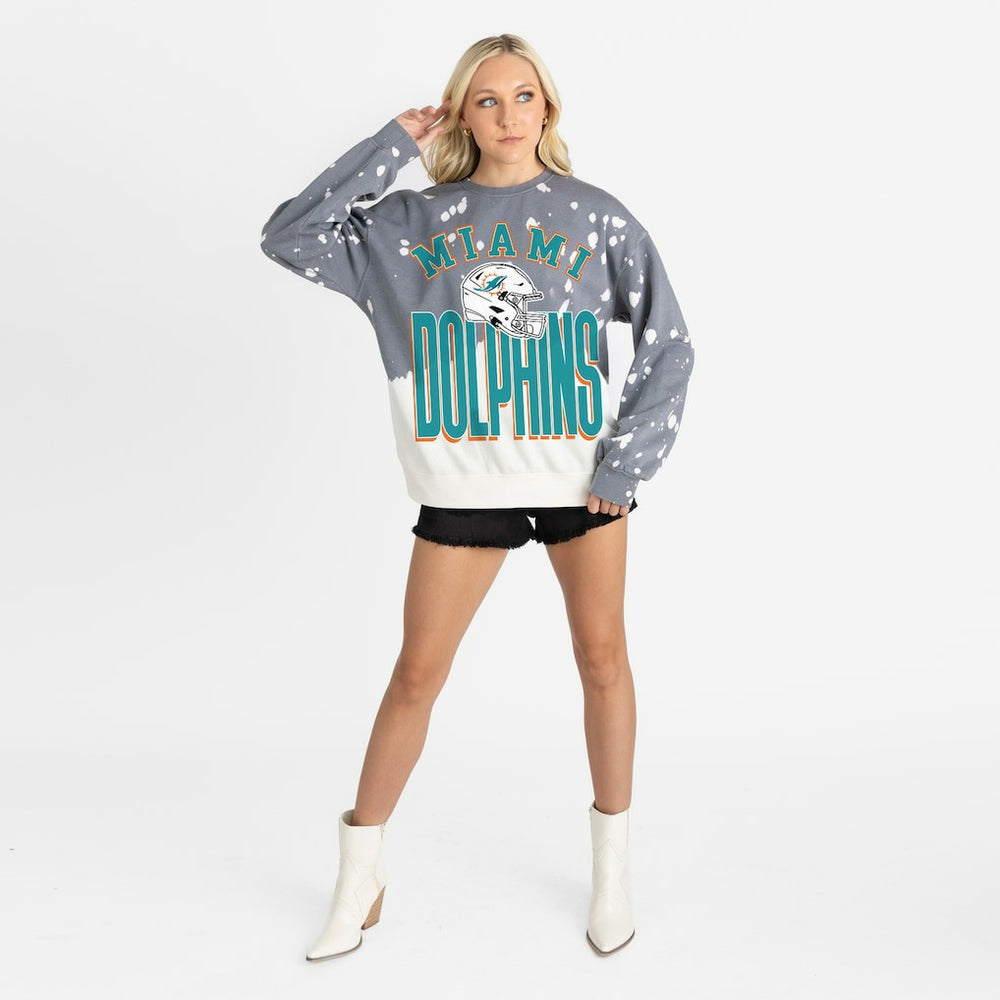 Miami Dolphins Gameday Couture Women's Arch Rivals Faded Wash Sweatshirt - Gray - NFL
